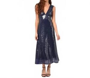 NEW ADELYN RAE sequin maxi dress in navy